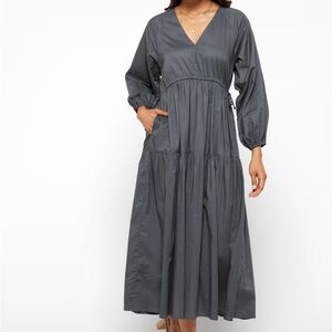 Modern Citizen Blue/Charcoal Long Sleeve Dress